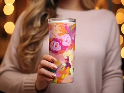 Beautiful Floral Design Insulated Travel Tumbler Cup