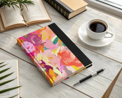 Vibrant Abstract Floral Artistic Hardcover Notebook