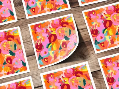 Vibrant and Colorful Abstract Floral Art Print