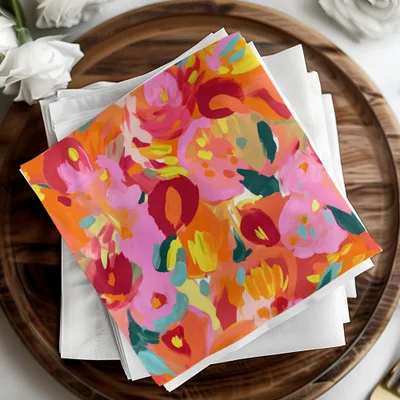 Vibrant Floral Patterned Decorative Napkin Set