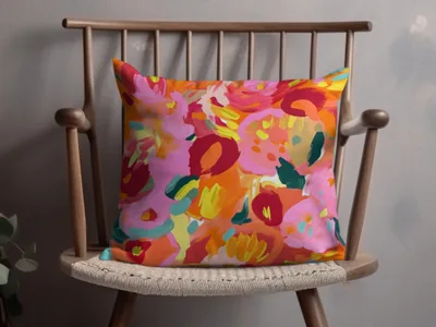 Vibrant Floral Abstract Decorative Throw Pillow Product