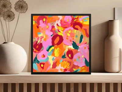 Vibrant Abstract Floral Pattern Artwork for Home Decor