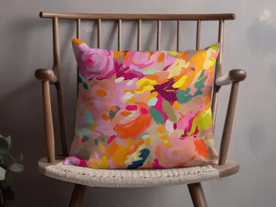 Vibrant Abstract Floral Painting Decorative Pillow