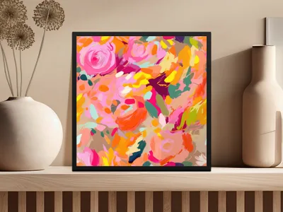Vibrant Floral Abstract Art Print for Home Decor