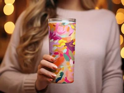 Colorful Abstract Design Insulated Travel Tumbler Product