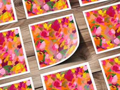 Vibrant Floral Theme Abstract Painting Print Product