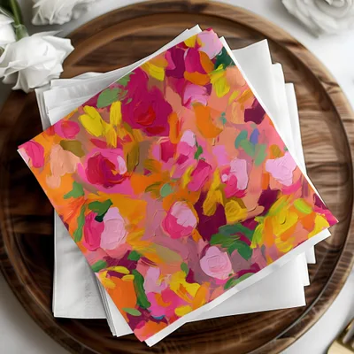 Vibrant Abstract Floral Design Artistic Paper Napkins