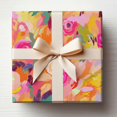 Vibrant Floral Gift Box with Elegant Bow Design