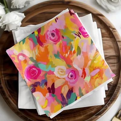 Vibrant Abstract Floral Print Decorative Napkins Set