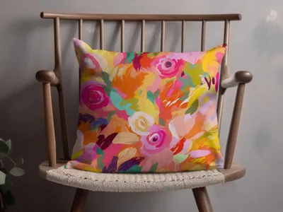 Vibrant Multi-Color Floral Pattern Decorative Pillow