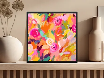 Vibrant Floral Abstract Art Print for Home Decor