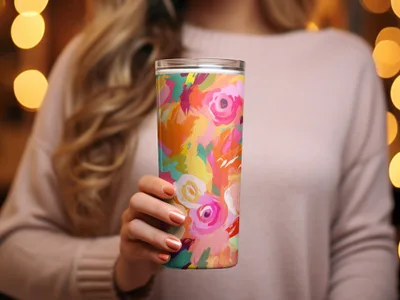 Vibrant Floral Insulated Travel Tumbler Cup Fashionable