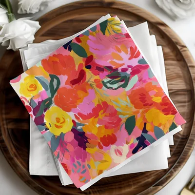 Bright Colorful Floral Pattern Napkin Set for Table Decor