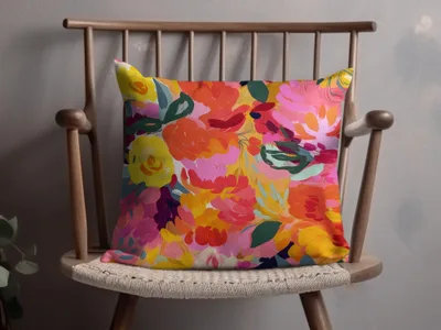 Vibrant Abstract Floral Design Cushion Pillow Home Decor
