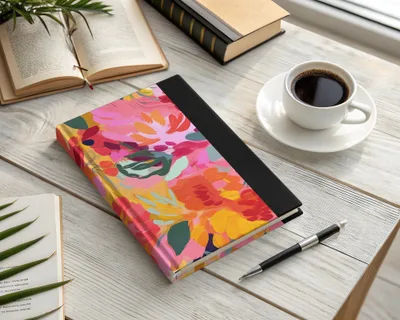 Vibrant Abstract Floral Pattern Hardback Notebook