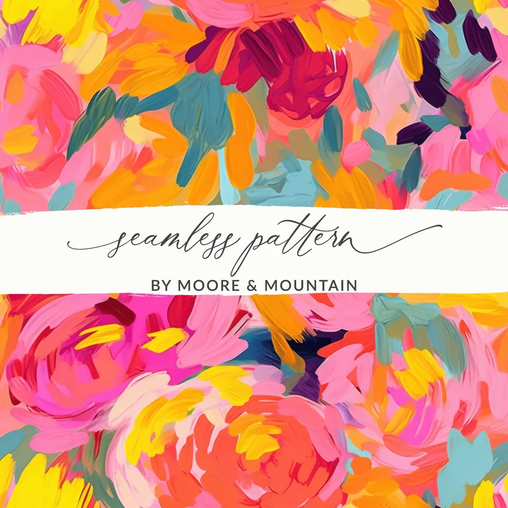Colorful Floral Seamless Pattern Art by Moore Mountain