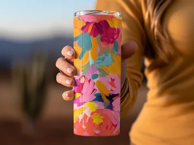 Vibrant Floral Pattern Insulated Travel Mug