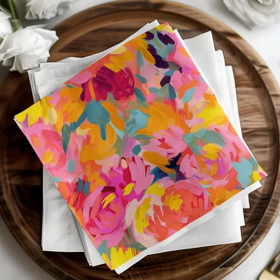 Vibrant Multicolor Abstract Floral Design Napkins Set