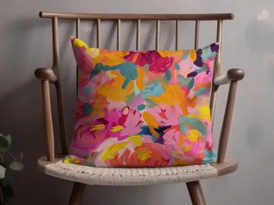 Vibrant Multicolor Abstract Floral Print Cushion Pillow