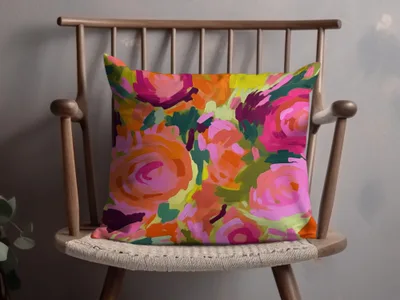 Colorful Abstract Floral Design Decorative Pillow