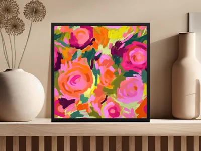 Abstract Colorful Floral Art Print for Home Decor