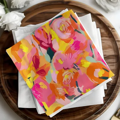Vibrant Bold Floral Pattern Decorative Napkin Set