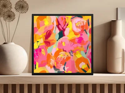 Vibrant Abstract Floral Wall Art for Home Decor