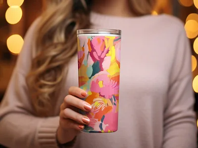 Colorful Floral Pattern Insulated Travel Mug Product