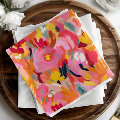 Vibrant Abstract Floral Painting Style Colorful Decorative Art