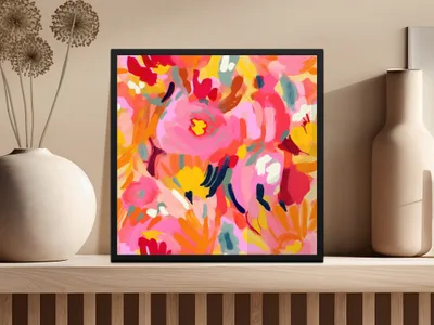 Colorful Abstract Floral Art Print for Modern Decor