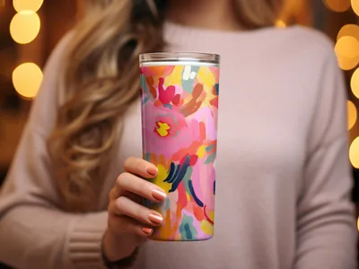 Vibrant Multicolor Floral Pattern Insulated Tumbler