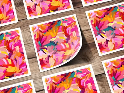 Vibrant Abstract Floral Art Print Colorful Home Decor