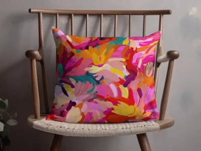 Colorful Abstract Floral Pattern Home Decor Pillow
