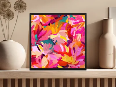 Vibrant Abstract Floral Art Minimalist Decorative Print