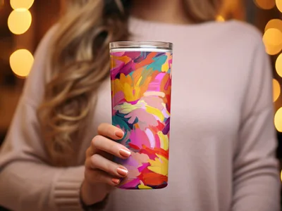Bright Colorful Floral Art Design Tumbler product