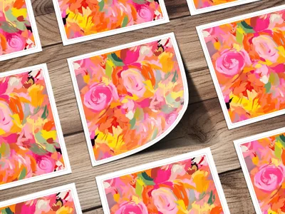 Bright and Colorful Abstract Floral Art Print