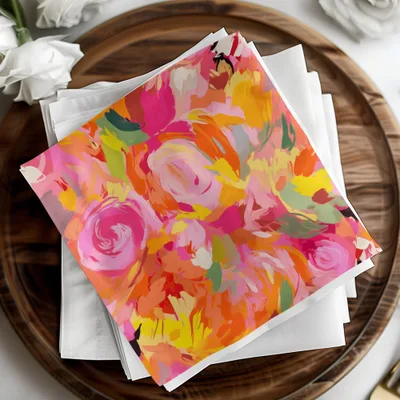 Bright Floral Abstract Design on Napkins Product