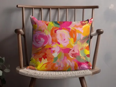 Vibrant Floral Abstract Art Decorative Pillow Product