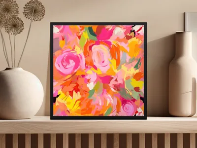 Vibrant Abstract Floral Art Print for Colorful Home Decor