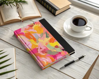 Vibrant Abstract Floral Design Hardcover Notebook