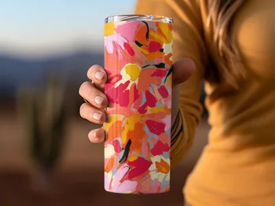 Bright Floral Design Insulated Tumbler for Drinks