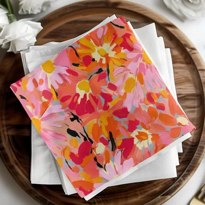 Bright Floral Design Square Pattern Napkin Product