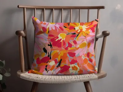 Vibrant Abstract Flower Patterns Decorative Pillow