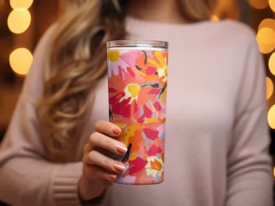 Vibrant Floral Pattern Insulated Tumbler for Beverages