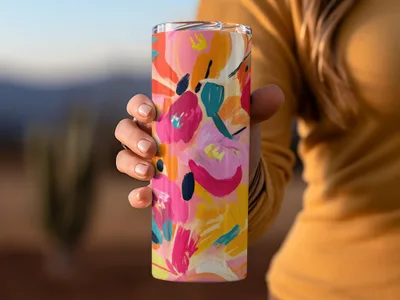 Colorful Floral Design Insulated Drinkware Flask