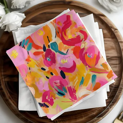 Vibrant Abstract Floral Print Design Decorative Napkins