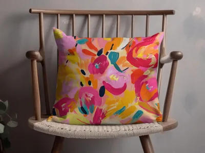 Vibrant Abstract Floral Design Pillow for Home Decor