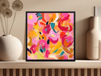 Vibrant Floral Abstract Art Print for Home Decor Wall