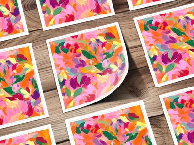 Vibrant Abstract Floral Patterned Art Prints Collection