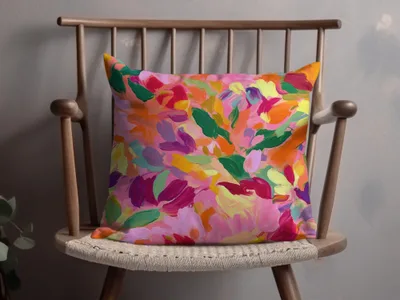 Colorful Abstract Floral Design Throw Pillow Product